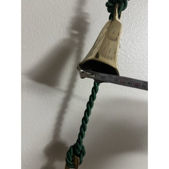 Vtg Graduated 4 Gold  Brass Bells Green Braided Rope Door Hanger Holiday - Picture 13 of 14